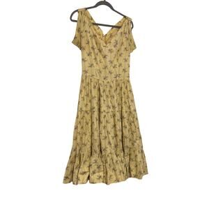 Vintage Tina Leser Buttercup yellow floral fit and flare midi Dress